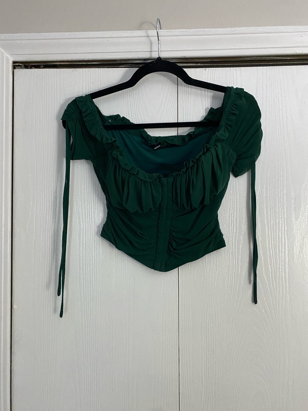 Windsor Deep Green Ruffled Corset Crop Top